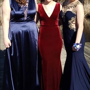 Navy blue formal dress with gold & navy blue jewls